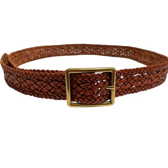 Talbots Braided Leather Belt in Brown Women's XL - Picture 2 of 5